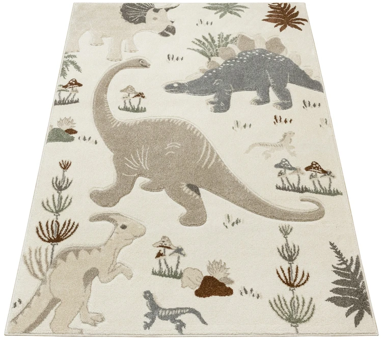 Akcila DYWAN DO POKOJU DZIECIECEGO BEŻ KREM W DINOZAURY WYCINANY TANAMI 160x230 cm