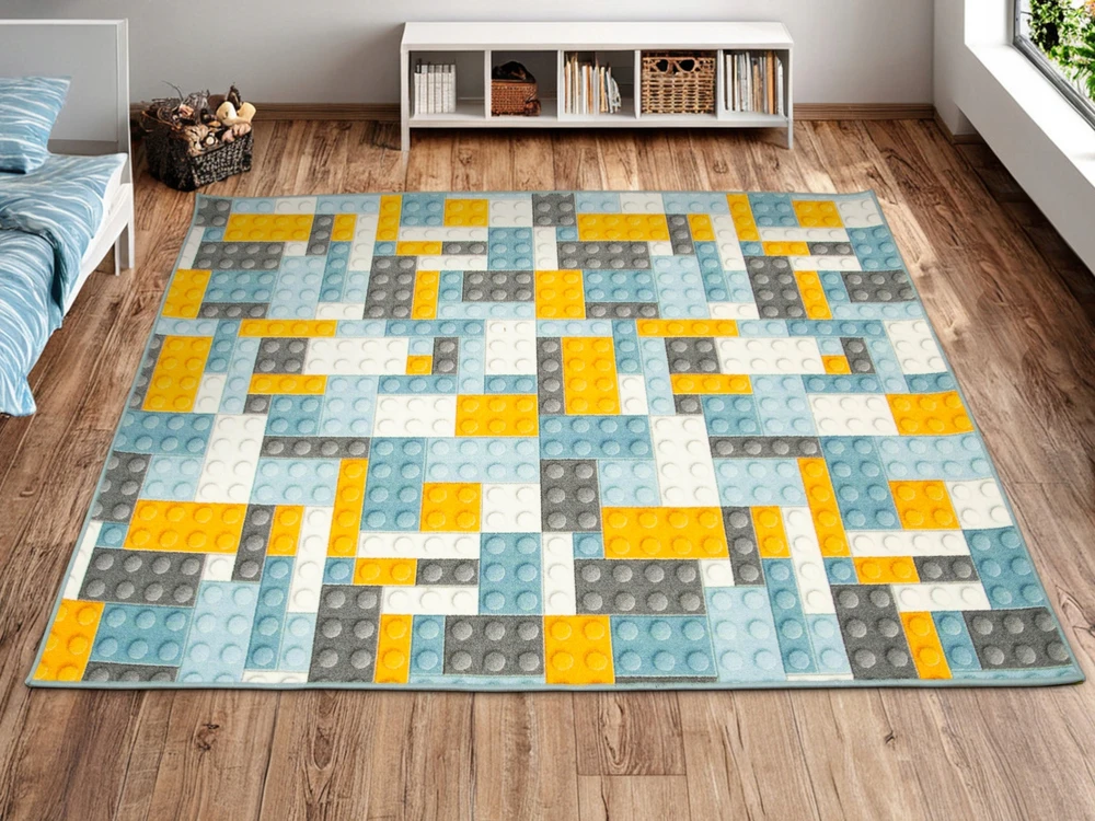 Akcila DYWAN DZIECIĘCY DLA DZIECI BARWNY WZÓR Kaladėlės NA FILCU NA WYMIAR 100x150 cm