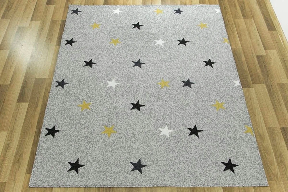 Akcila DYWAN DZIECIĘCY DLA DZIECI PILKA Geltonas GWIAZDKI NA FILCU STARS 150x200 cm