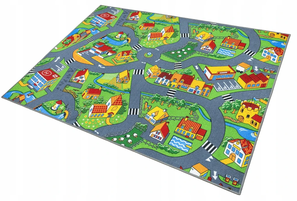 Akcila DYWAN DZIECIĘCY KOLOROWY MIASECZKO DROGA FILC LITTLE VILLAGE 200x400 cm