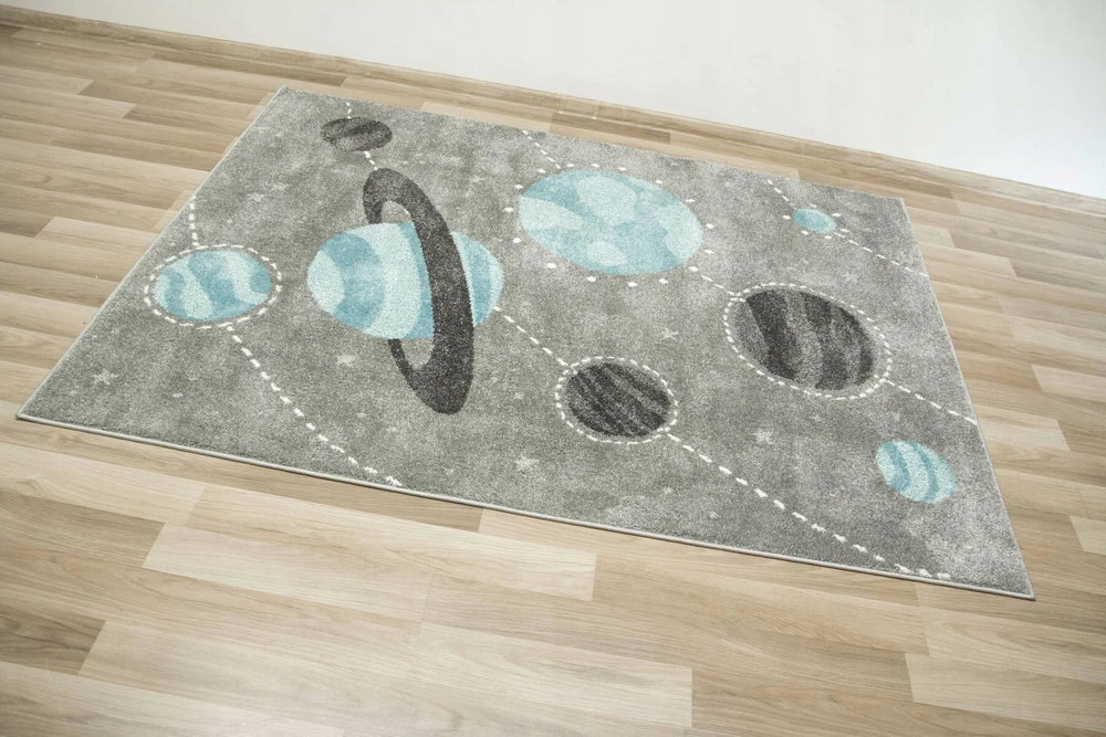 Akcila DYWAN DZIECIĘCY PLANETY KOSMOS PILKA Mėlynas MIĘKKI MODNY LIMA 120x170 cm