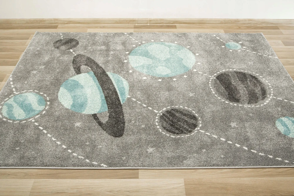 Akcila DYWAN DZIECIĘCY PLANETY KOSMOS PILKA Mėlynas MIĘKKI MODNY LIMA 140x190 cm