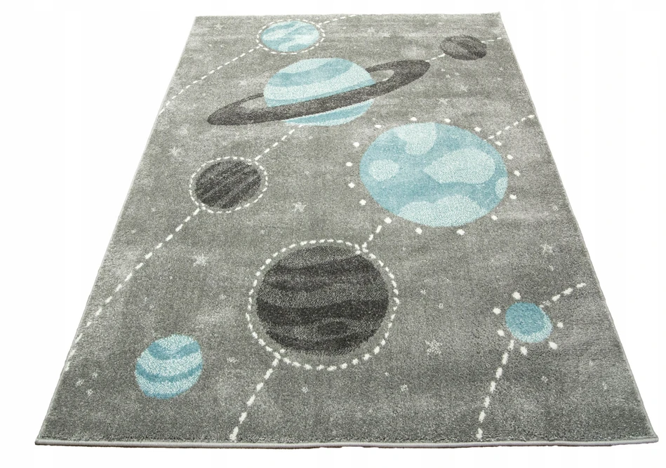 Akcila DYWAN DZIECIĘCY PLANETY KOSMOS PILKA Mėlynas MIĘKKI MODNY LIMA 140x190 cm