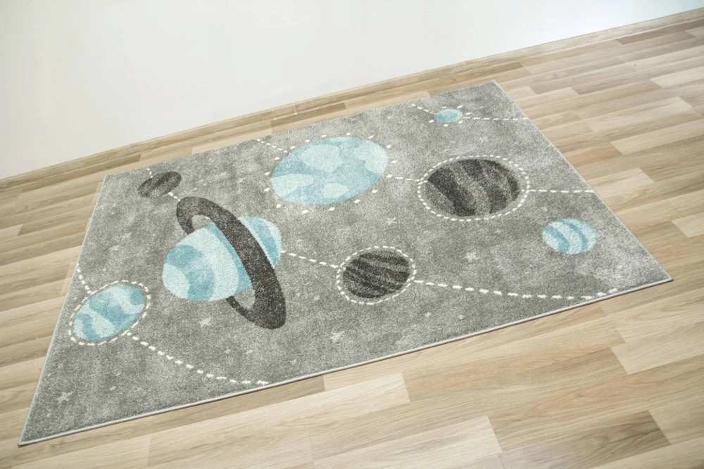 Akcila DYWAN DZIECIĘCY PLANETY KOSMOS PILKA Mėlynas MIĘKKI MODNY LIMA 120x170 cm