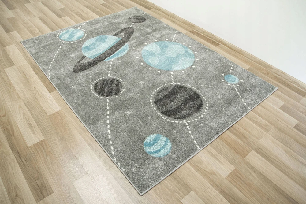 Akcila DYWAN DZIECIĘCY PLANETY KOSMOS PILKA Mėlynas MIĘKKI MODNY LIMA 140x190 cm