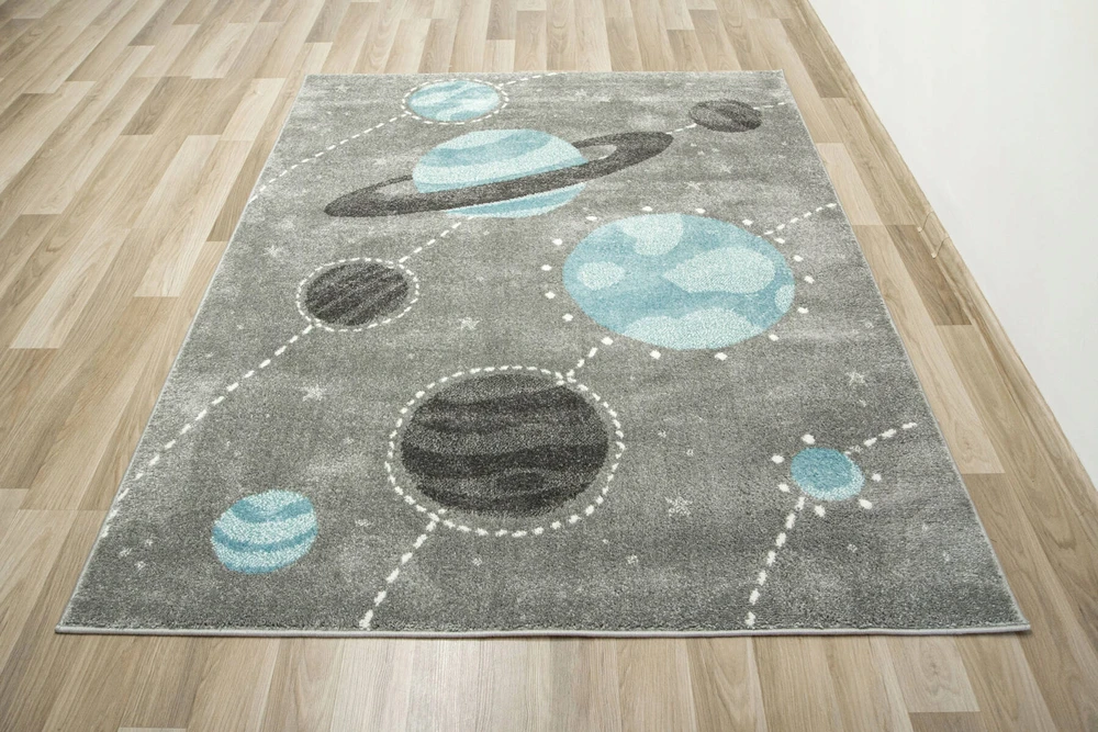 Akcila DYWAN DZIECIĘCY PLANETY KOSMOS PILKA Mėlynas MIĘKKI MODNY LIMA 120x170 cm