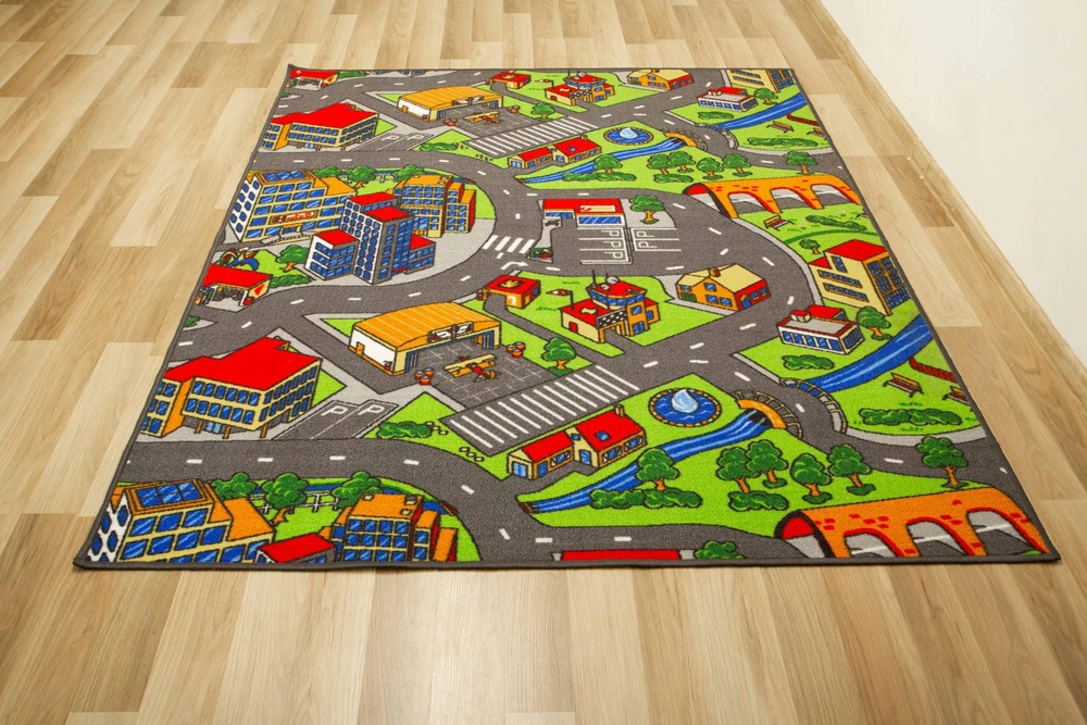 Akcila DYWAN DZIECIĘCY ULICE DLA CHŁOPCA ULICZKI DROGA PĘTELKOWY CLEVER 250x300 cm