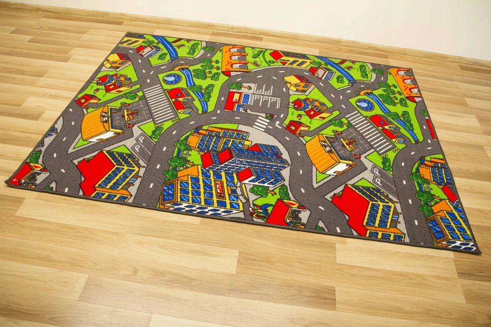 Akcila DYWAN DZIECIĘCY ULICE DLA CHŁOPCA ULICZKI DROGA PĘTELKOWY CLEVER 250x300 cm