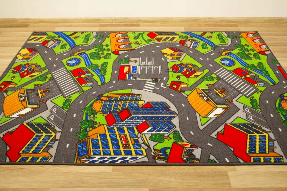 Akcila DYWAN DZIECIĘCY ULICE DLA CHŁOPCA ULICZKI DROGA PĘTELKOWY CLEVER 250x350 cm