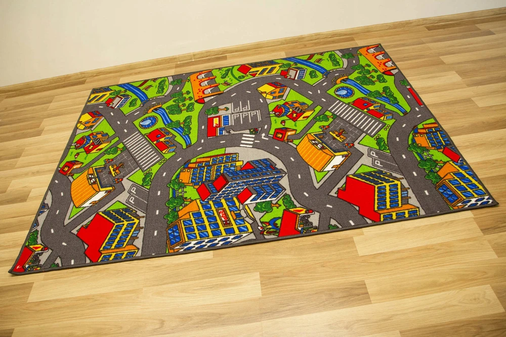 Akcila DYWAN DZIECIĘCY ULICE DLA CHŁOPCA ULICZKI DROGA PĘTELKOWY CLEVER 250x350 cm