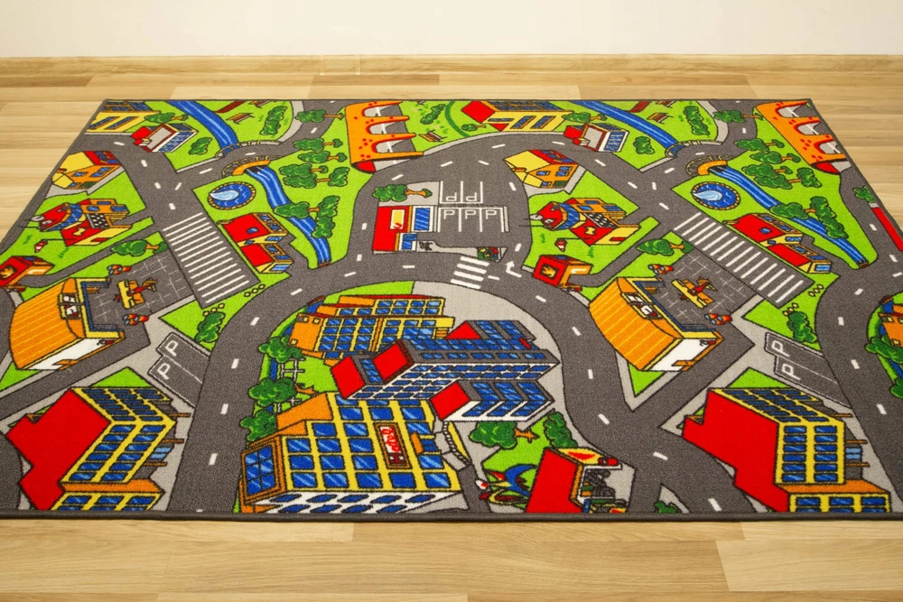 Akcila DYWAN DZIECIĘCY ULICE ULICZKI DROGA PĘTELKOWY DLA CHŁOPCA CLEVER 200x250 cm