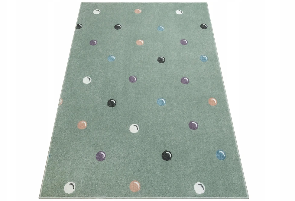 Akcila DYWAN DZIECIĘCY Žalias KOLOROWY KROPKI MIĘCIUTKI DO POKOJU LIMA 100x200 cm