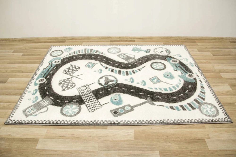 Akcila DYWAN MIĘKKI JASNY DLA CHŁOPCA WYŚCIGÓWKA TOR WYŚCIGOWY LIMA 180x270 cm