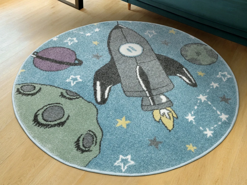 Akcila DYWAN OKRĄGŁY DLA CHŁOPCA W KOSMOS PLANETY RAKIETA GWIAZDY LIMA śr. 140 cm