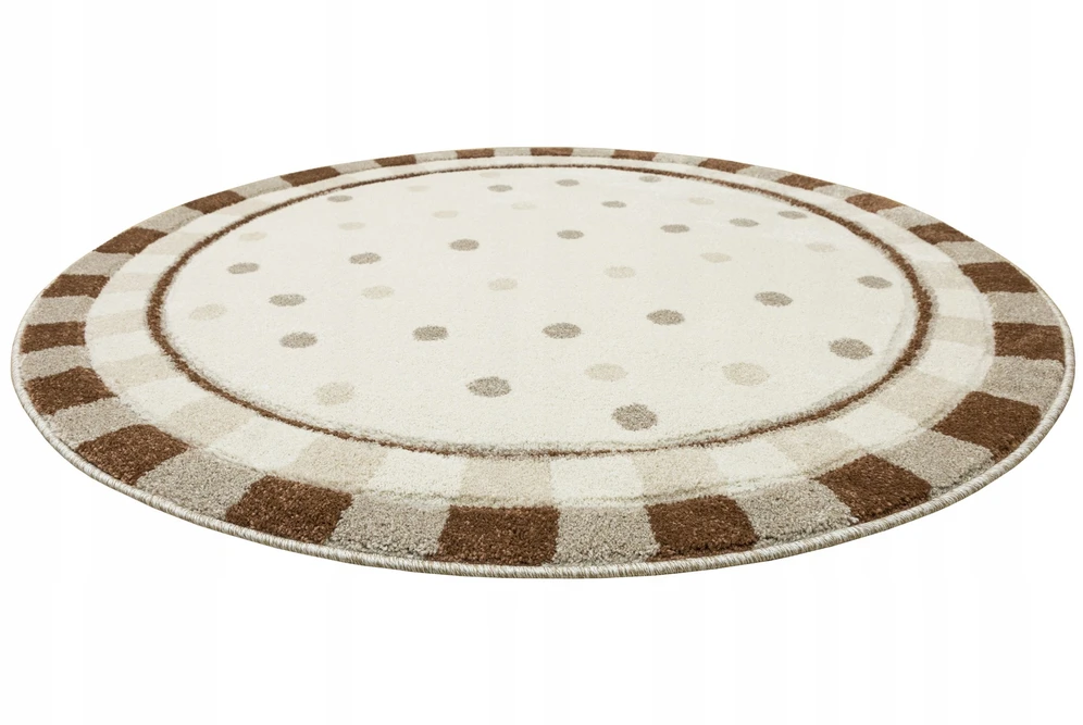 Akcila DYWAN OKRĄGŁY DO POKOJU DZIECI BEŻ KROPKI WYCINANY MIĘKKI TANAMI śr. 120 cm
