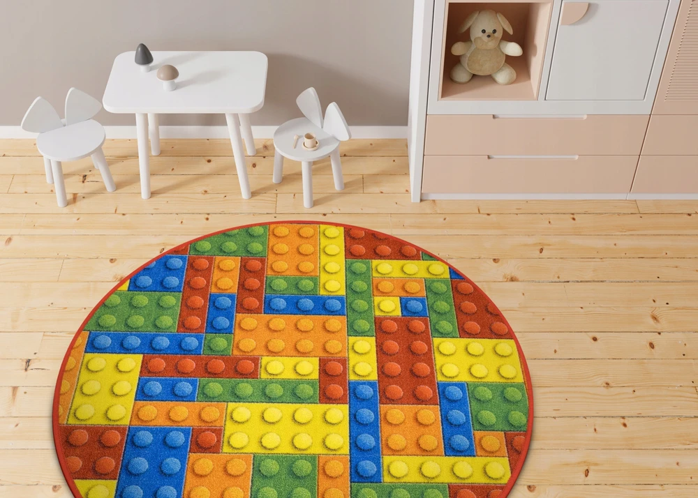 Akcila DYWAN OKRĄGŁY KOLOROWY DO POKOJU DZIECI Kaladėlės KOŁO 3D NA FILCU śr. 150 cm