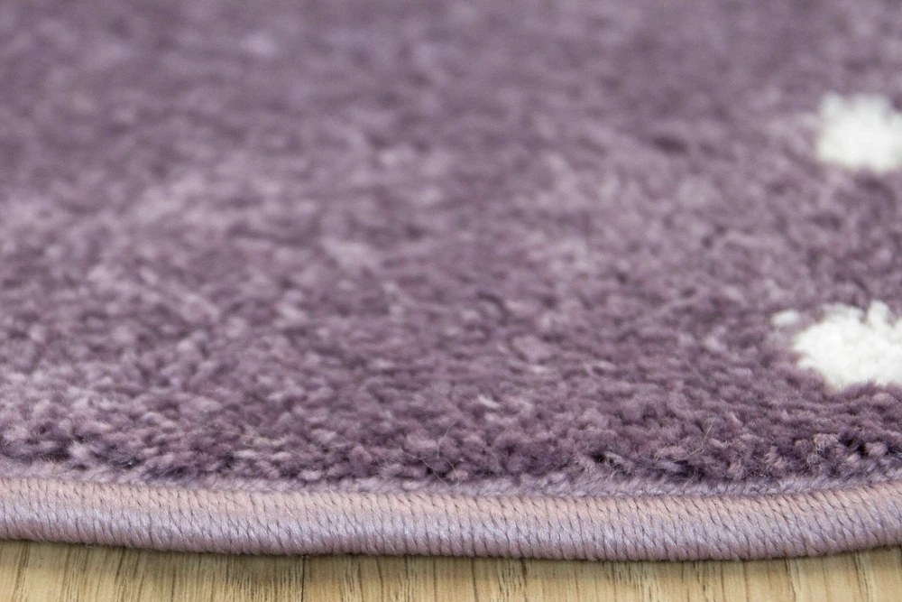 Akcila DYWAN OKRĄGŁY MIĘKKI LIMA Z SZOPEM LISTKI KROPKI Violetinis PILKA śr. 160 cm