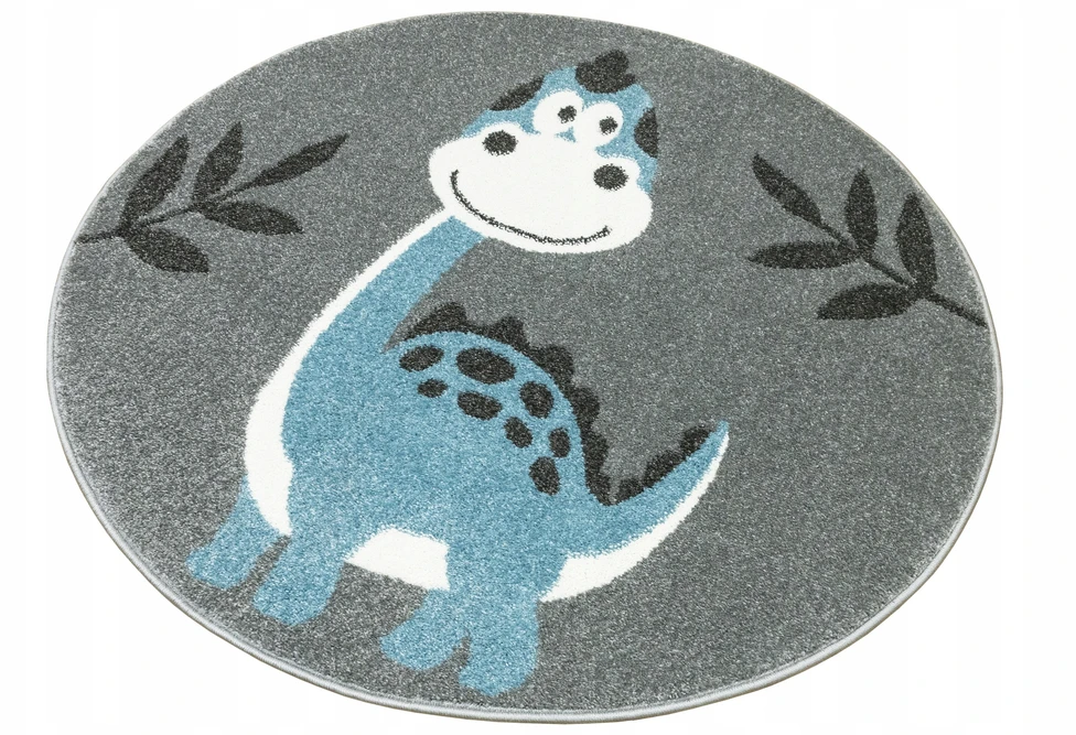 Akcila DYWAN OKRĄGŁY PIĘKNY DINOZAUR LISTKI PASTELOWY TURKUSOWY LIMA śr. 160 cm