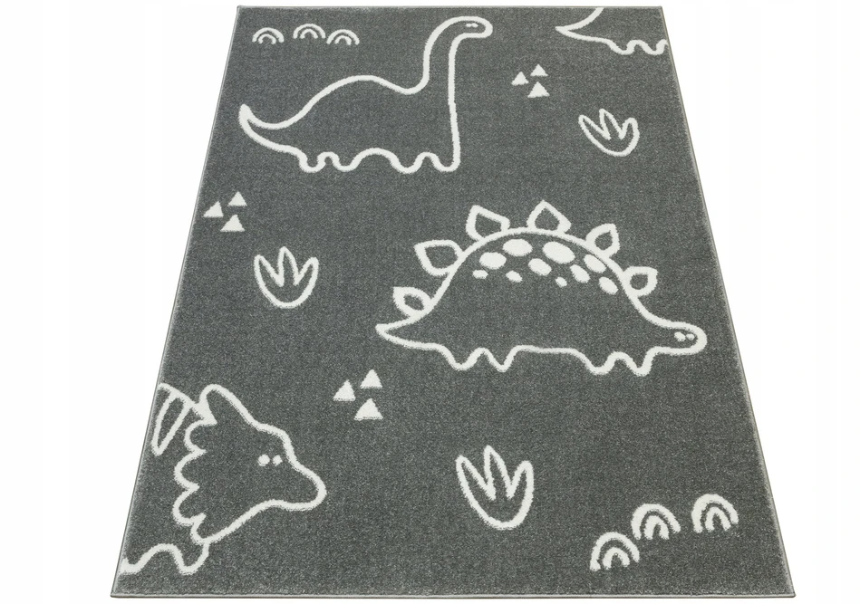 Akcila DYWAN PILKA DLA CHŁOPCA MIĘKKI MODNY Z DINOZAUREM PASTELOWY LIMA 140x190 cm