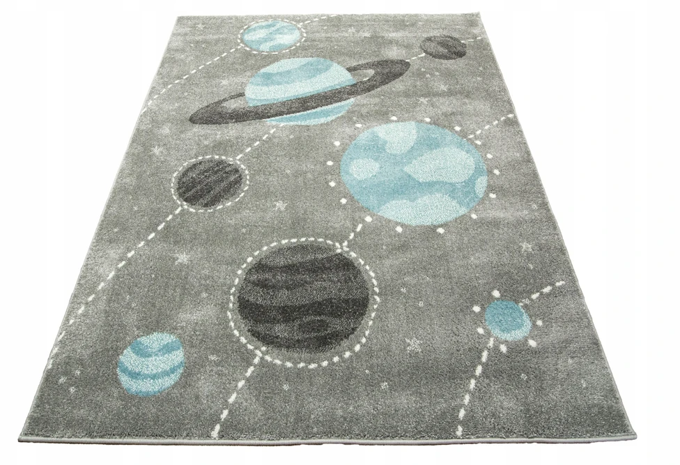 Akcila DYWAN PILKA MIĘKKI DO POKOJU DZIECKA CHŁOPCA PLANETY KOSMOS LIMA 200x290 cm