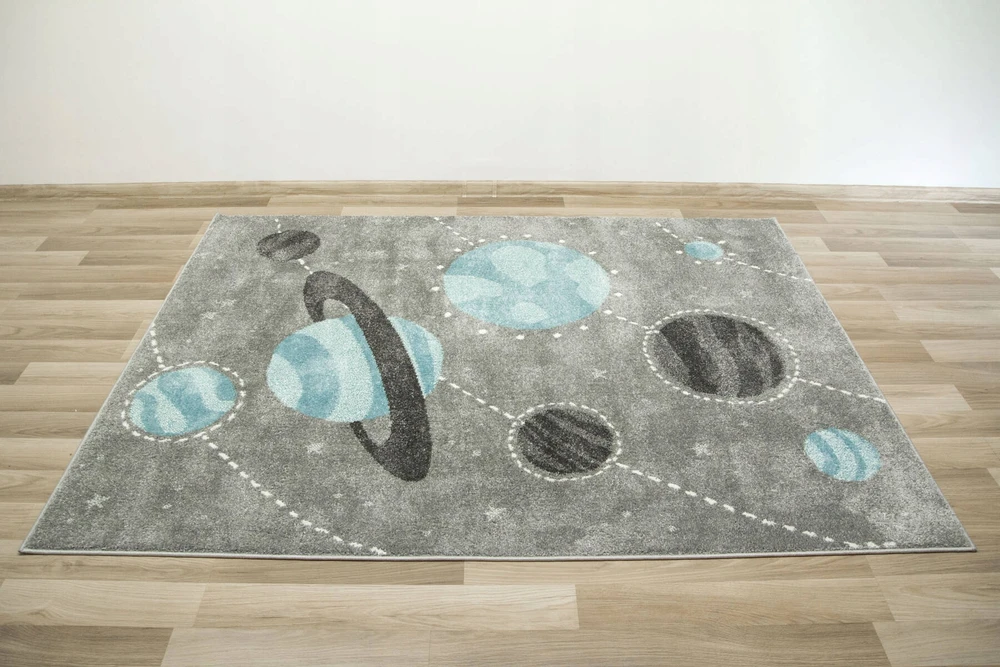 Akcila DYWAN PILKA MIĘKKI DO POKOJU DZIECKA CHŁOPCA PLANETY KOSMOS LIMA 200x290 cm