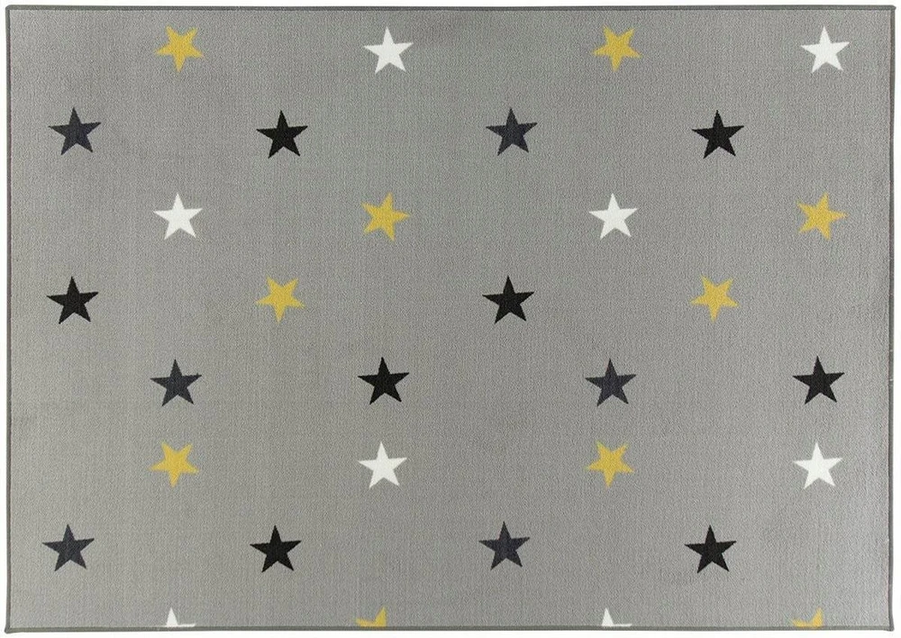 Akcila DYWAN SZARO Geltonas DO POKOJU DZIECI W GWIAZDKI NA FILCU STARS 200x250 cm