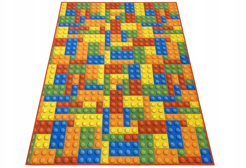 Akcila DYWAN W Kaladėlės DO POKOJU DZIECKA DZIECI MODNY KOLOROWY NA FILCU 200x400 cm