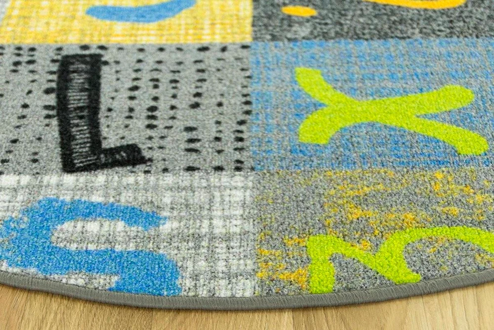 Akcila śr. 150 cm OKRĄGŁY PILKA DYWAN DLA DZIECI LITERKI