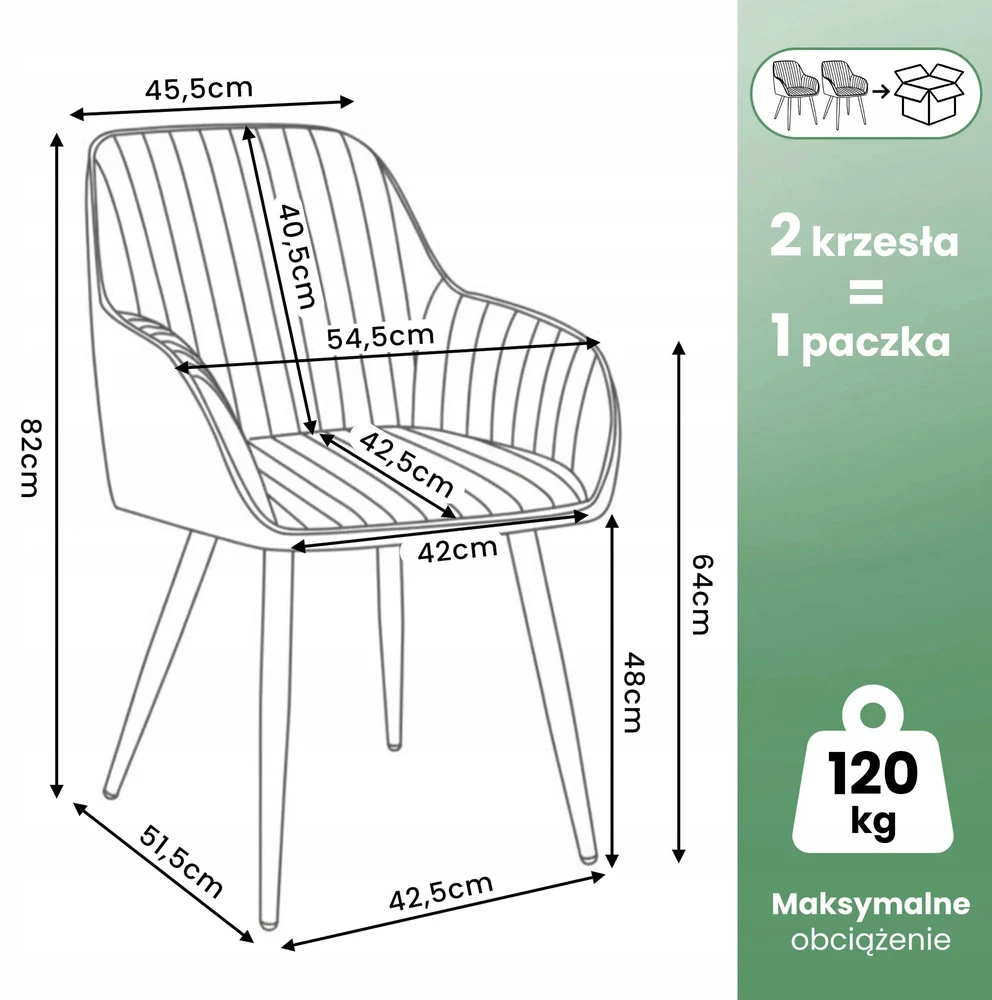 Akord 2x Minkšta aksominė kėdė svetainei FLORENCE Bottle Žalias Juodas
