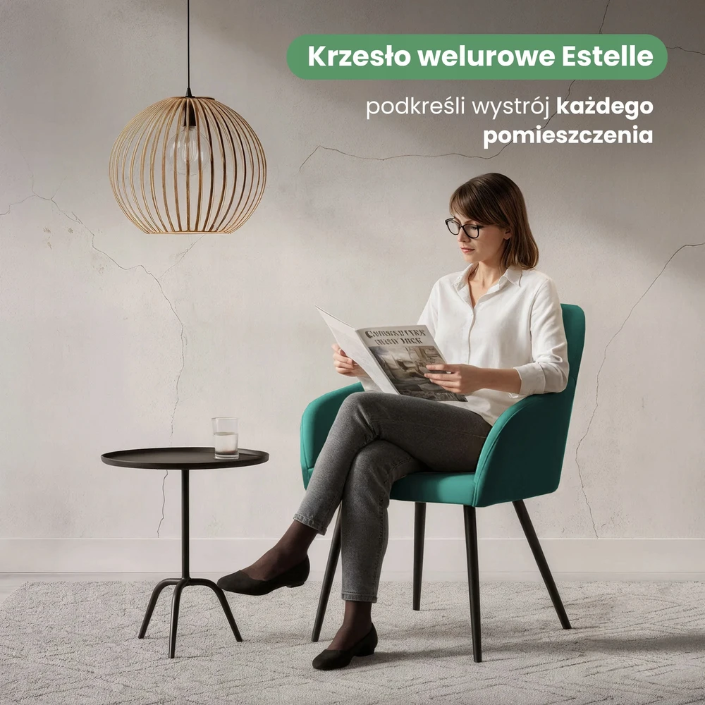 Akord 2x Minkšta aksominė kėdė svetainei ESTELLE Bottle Žalias Juodas