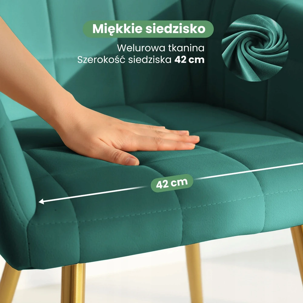 Akord 2x Minkšta aksominė kėdė svetainei LUXANO Bottle Žalias Gold