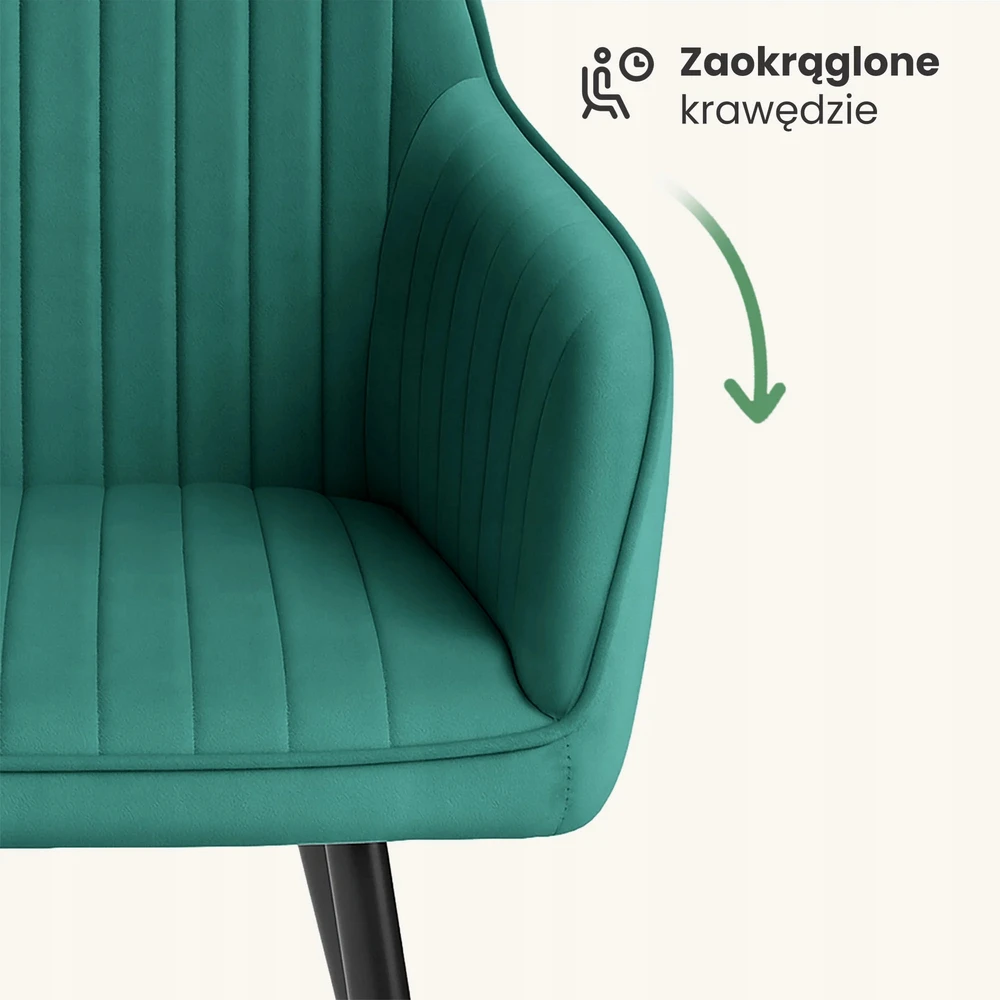 Akord 2x Minkšta aksominė kėdė svetainei FLORENCE Bottle Žalias Juodas