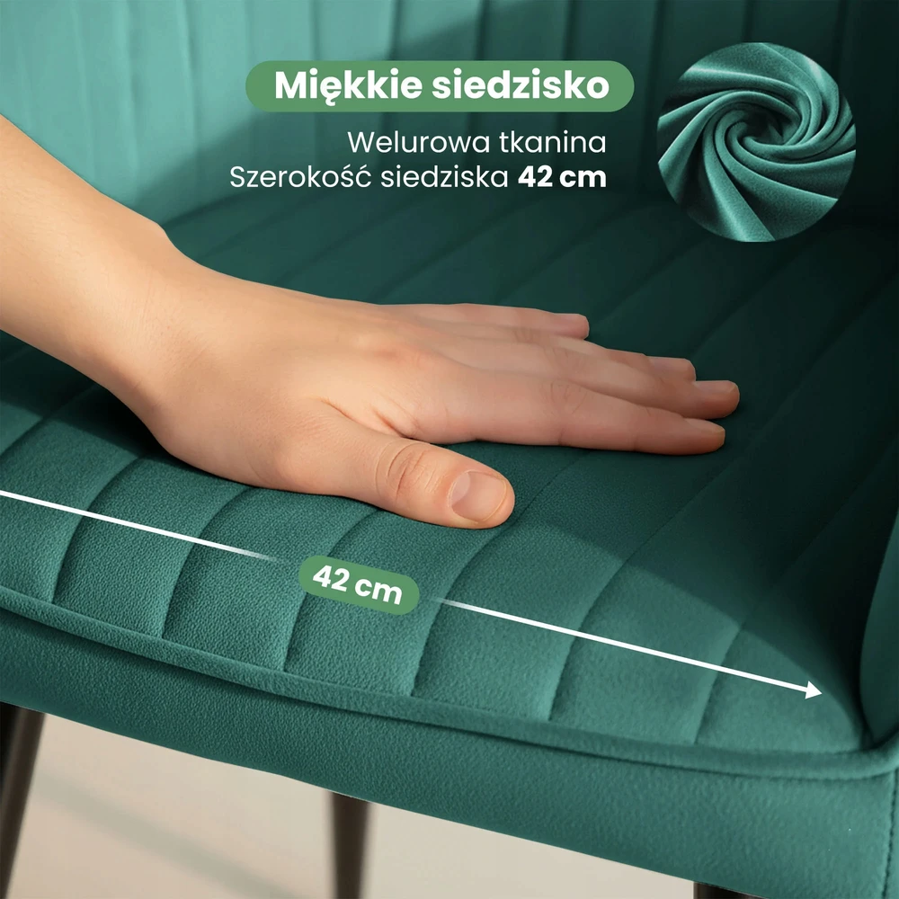 Akord 2x Minkšta aksominė kėdė svetainei FLORENCE Bottle Žalias Juodas