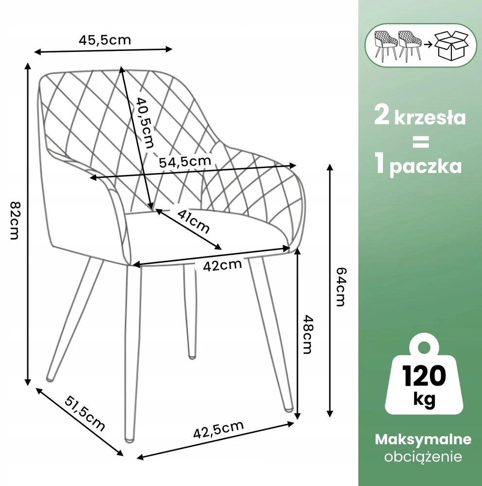 Akord 2x Minkšta aksominė kėdė svetainei VELTO Pilkas Juodas kojos