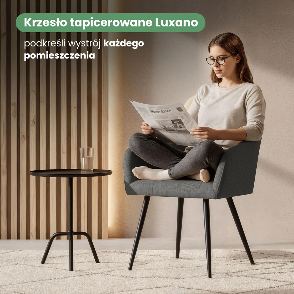 Akord 2x Minkšta kėdė iš lumos audinio svetainei LUXANO Dark Graphite Juodas