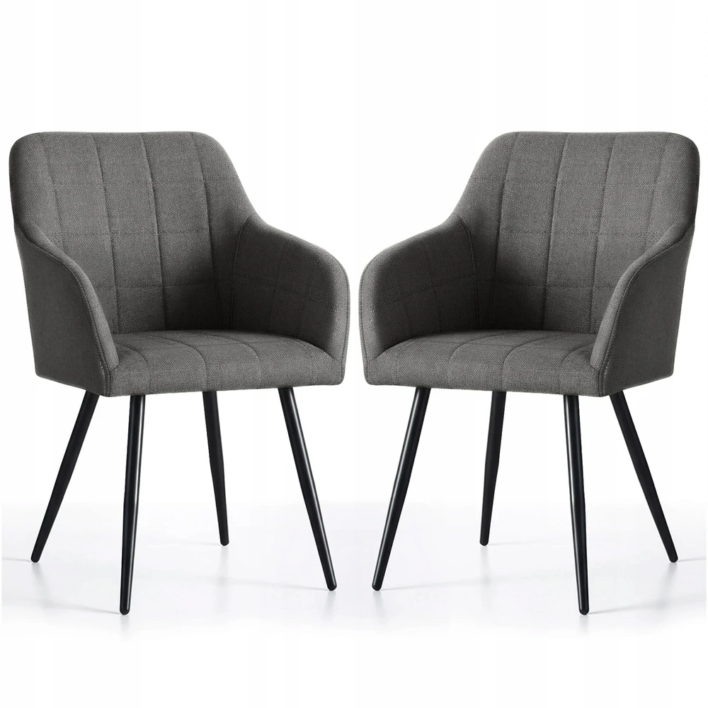 Akord 2x Minkšta kėdė iš lumos audinio svetainei LUXANO Dark Graphite Juodas