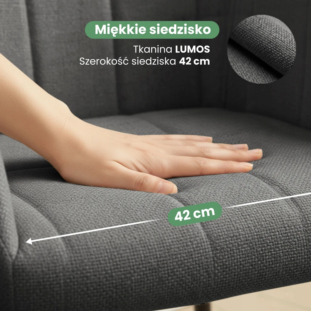 Akord 2x Minkšta kėdė iš lumos audinio svetainei LUXANO Dark Graphite Juodas