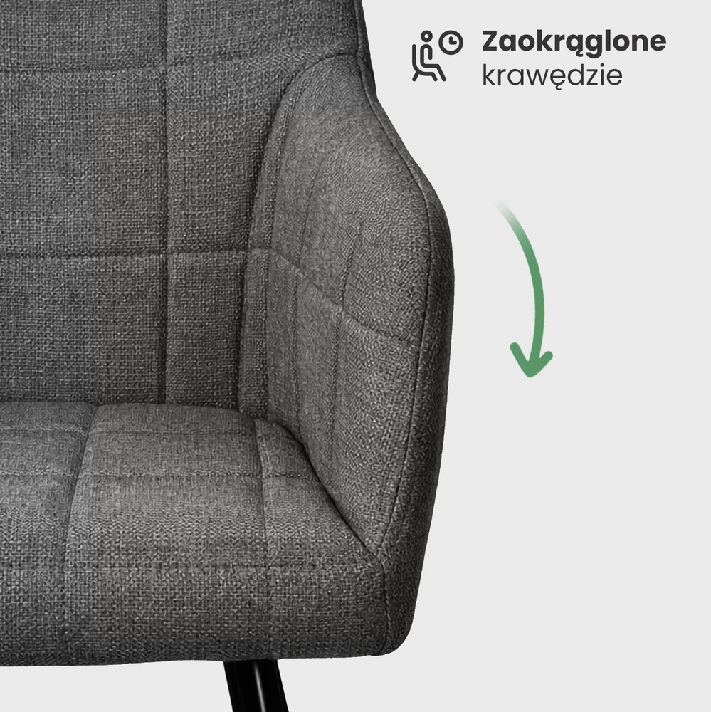 Akord 2x Minkšta kėdė iš lumos audinio svetainei LUXANO Dark Graphite Juodas