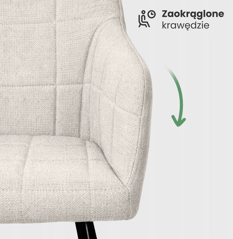 Akord 2x Minkšta kėdė su kvadratinėmis siūlėmis Kreminis LUXANO Juodas n