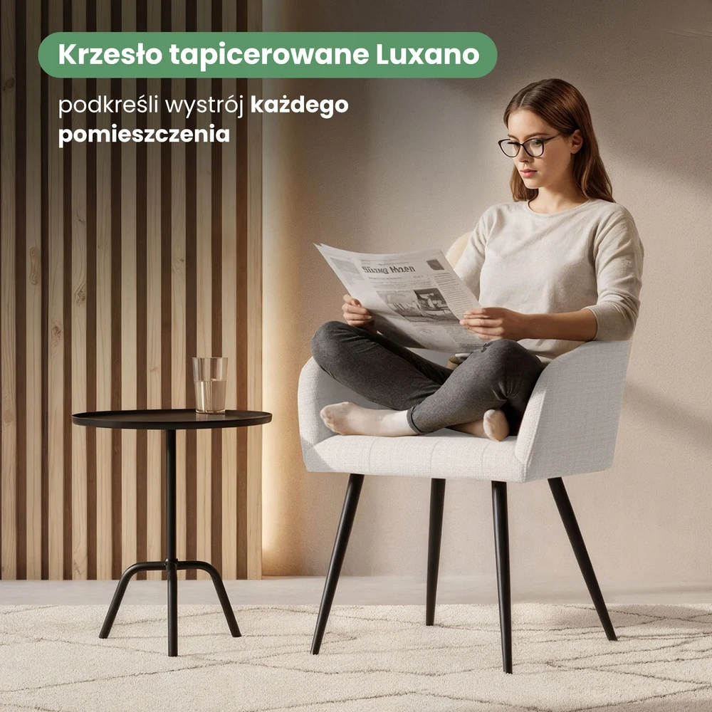 Akord 2x Minkšta kėdė su kvadratinėmis siūlėmis Kreminis LUXANO Juodas n