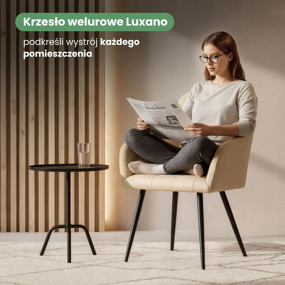 Akord 2x Minkšta kėdė su kvadratinėmis siūlėmis rusvai gelsvas LUXANO Juodas Nr