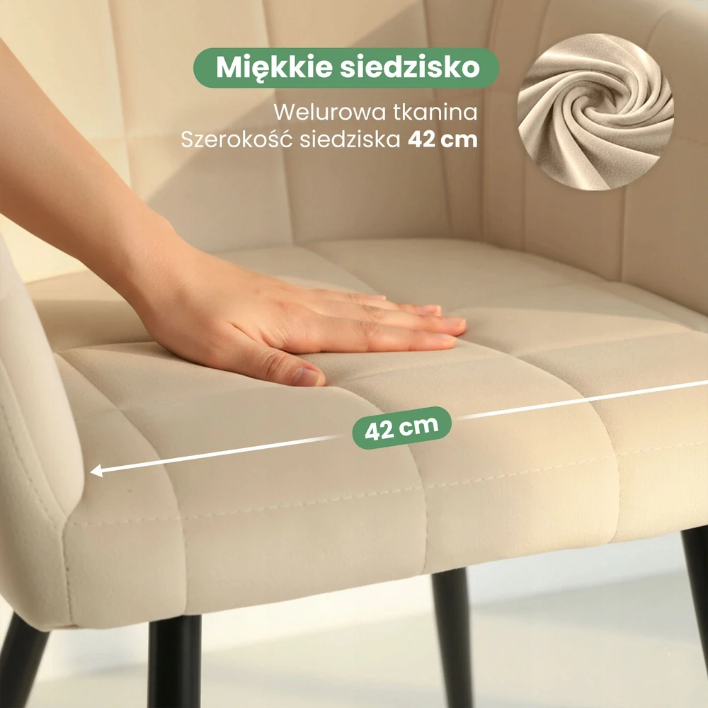 Akord 2x Minkšta kėdė su kvadratinėmis siūlėmis rusvai gelsvas LUXANO Juodas Nr