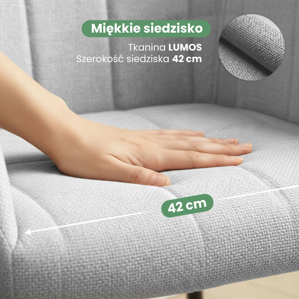 Akord 2x Minkšta kėdė Šviesiai pilka LUXANO juodos kojos, Lumos audinys,