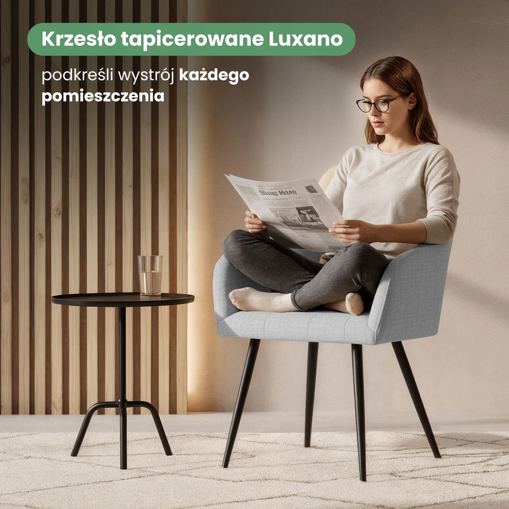 Akord 2x Minkšta kėdė Šviesiai pilka LUXANO juodos kojos, Lumos audinys,