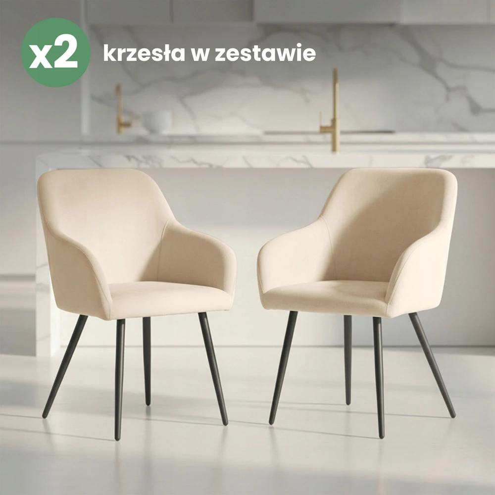 Akord 2x Smooth minkšta aksominė kėdė rusvai gelsvas ESTELLE Juodos kojos
