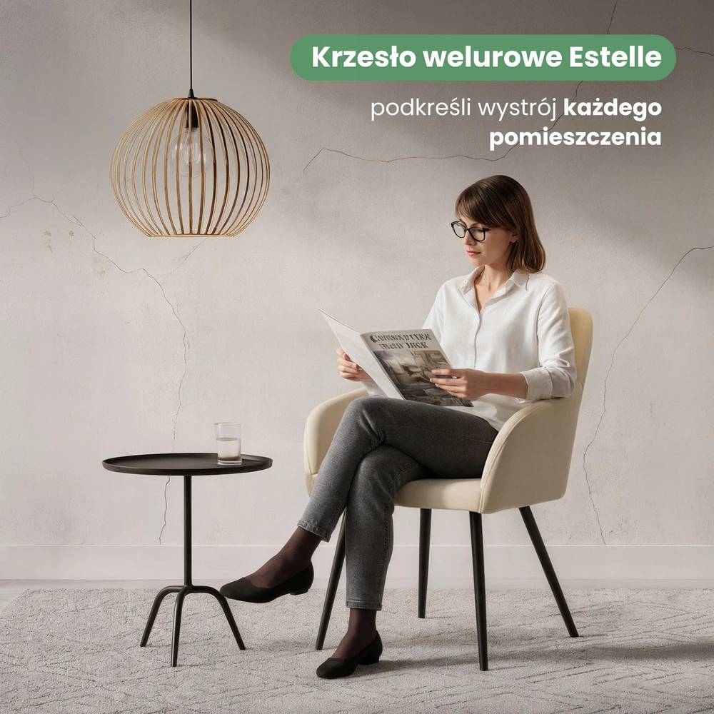 Akord 2x Smooth minkšta aksominė kėdė rusvai gelsvas ESTELLE Juodos kojos