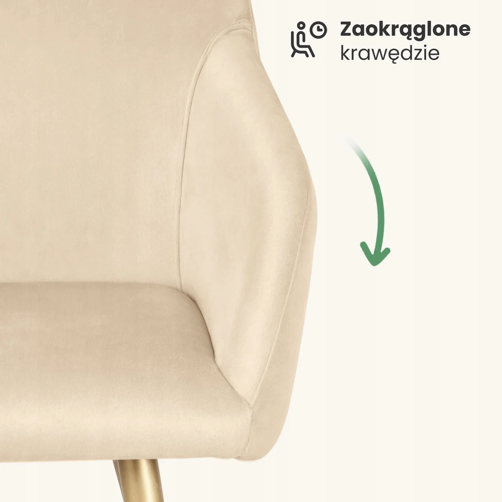 Akord 2x Veliūrinė minkšta kėdė Smooth Glamour rusvai gelsvas ESTELLE Auksinės kojos