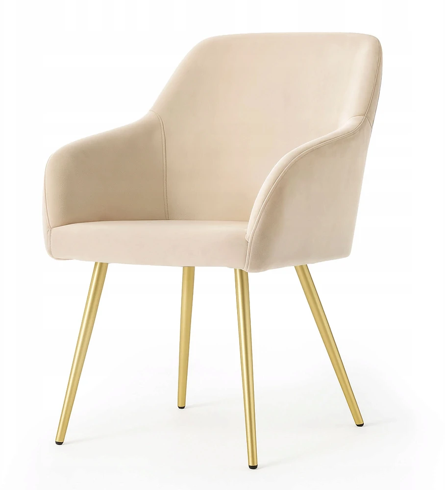 Akord 2x Veliūrinė minkšta kėdė Smooth Glamour rusvai gelsvas ESTELLE Auksinės kojos