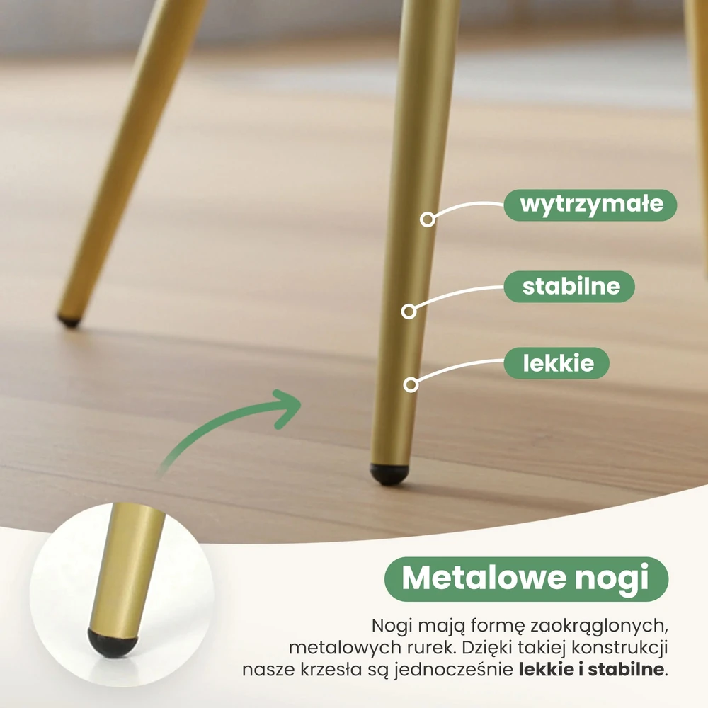 Akord 2x Veliūru aptraukta kėdė. sklandžiai Butelis Žalias ESTELLE Auksinės kojos