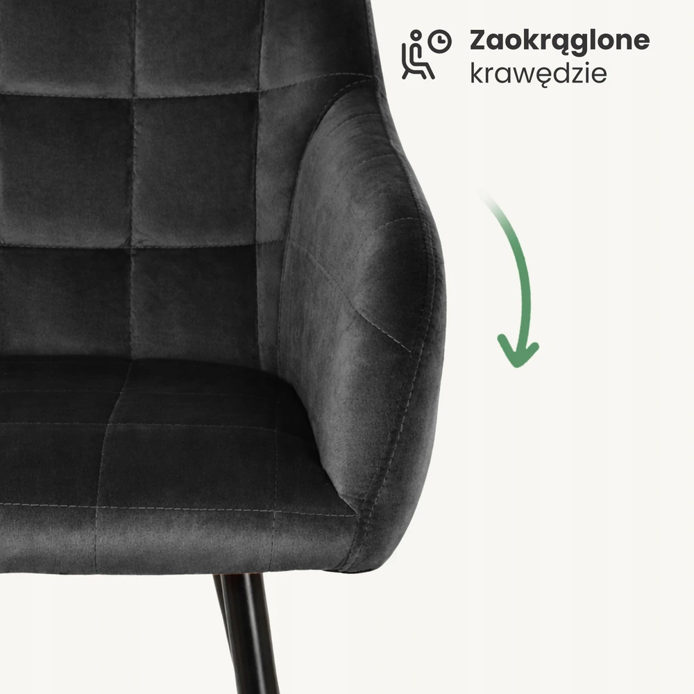 Akord 4x Minkšta aksominė kėdė svetainei LUXANO Juodas Juodas kojos